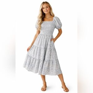 Roolee Floral Puff Sleeve Dress Medium